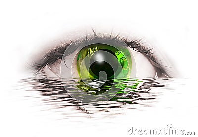 Abstract eye with earth with water reflection Stock Photo