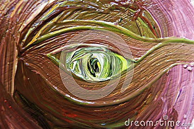 An abstract eye painted with acrylic paints. Artistic dark background Stock Photo