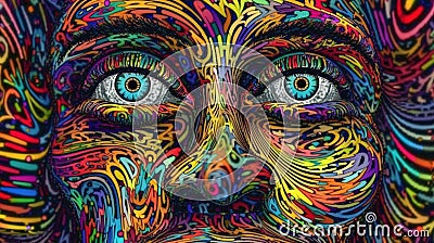 Abstract face artistic colorful fantasy background wallpaper ai generated Stock Photo