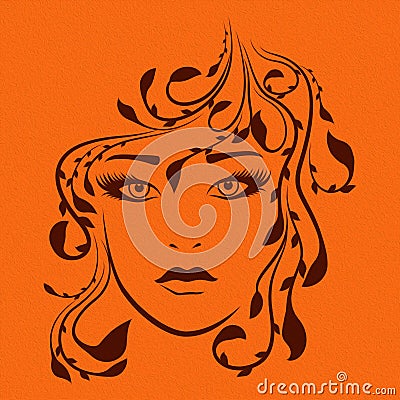 Abstract face of attractive and charming lady Cartoon Illustration
