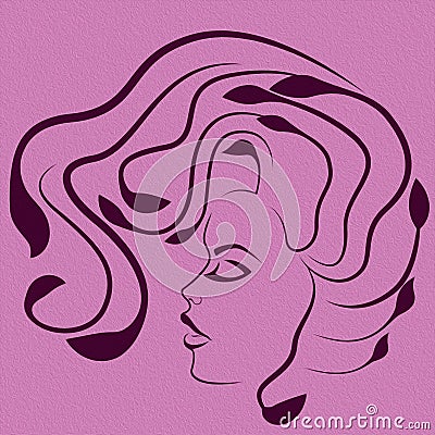 Abstract face of beautiful and charming girl Cartoon Illustration