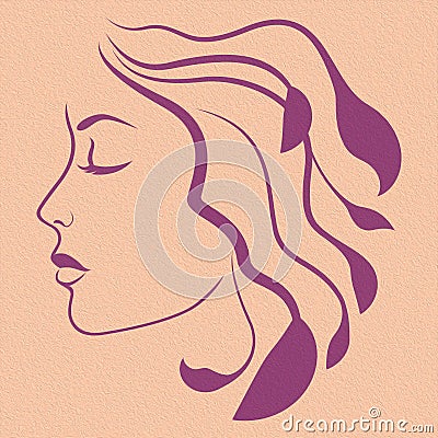Abstract face of beautiful and charming woman Cartoon Illustration