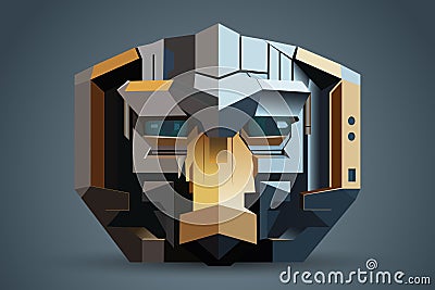 abstract face in a cubic style in the form of a robot vector Stock Photo