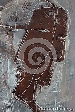 Abstract face. Fragment of contemporary art on canvas. Human duality Stock Photo