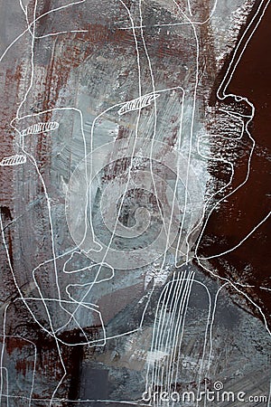 Abstract face. Fragment of contemporary art on canvas. Human duality Stock Photo