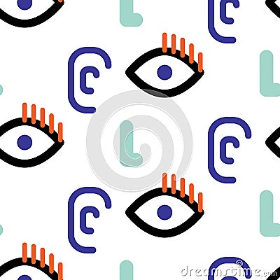 Abstract faces hipster vector seamless pattern. Vector Illustration
