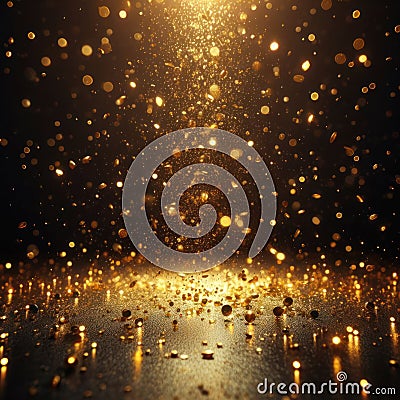 abstract falling gold sparkles and glitter Stock Photo
