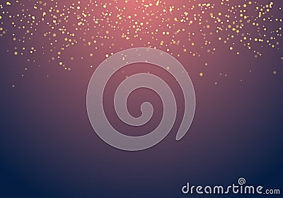 Abstract falling golden glitter lights texture on a dark blue ba Vector Illustration