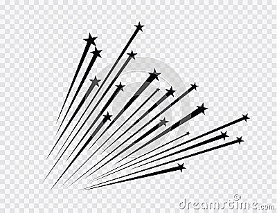 Abstract Falling Star Vector - Black Shooting Star with Elegant Star Trail on White Background - Meteoroid, Comet Vector Illustration