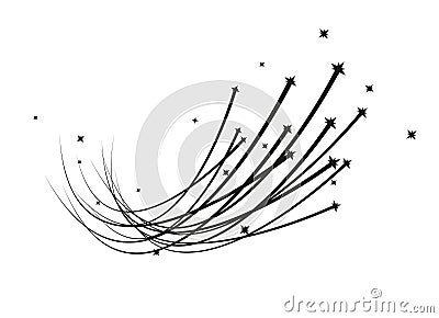 Abstract Falling Star Vector - Black Shooting Star with Elegant Star Trail on White Background - Meteoroid, Comet Vector Illustration