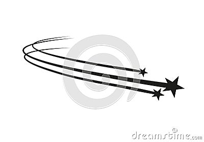 Abstract Falling Star Vector - Black Shooting Star with Elegant Star Trail on White Background - Meteoroid, Comet Vector Illustration