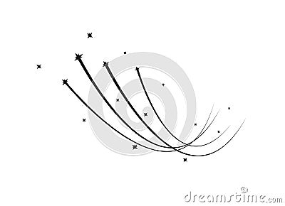 Abstract Falling Star Vector - Black Shooting Star with Elegant Star Trail on White Background - Meteoroid, Comet Vector Illustration