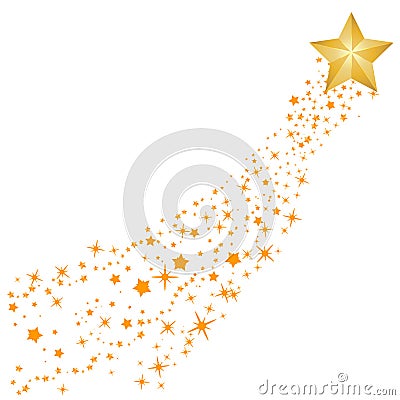 Abstract Falling Star Vector - Yellow Shooting Star with Elegant Star Trail on White Background - Meteoroid, Comet, Asteroid, Star Stock Photo