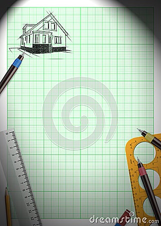 Family house project plan background Stock Photo