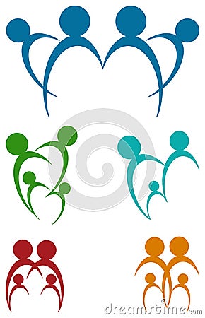 Abstract family logo set Vector Illustration