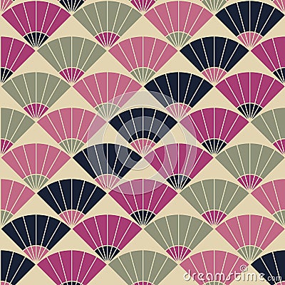 Abstract fan pattern. Based on Traditional Japanese Embroidery. Vector Illustration