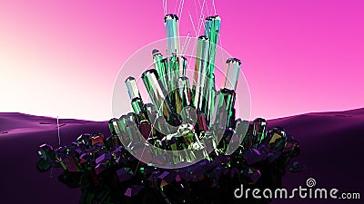 Abstract fantasy glowing crystals Stock Photo