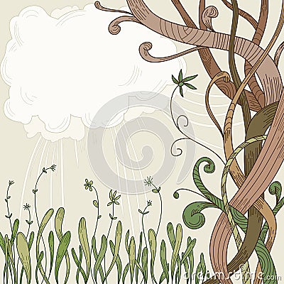 Abstract fantasy tree and plant background Vector Illustration