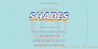 Shades vector font alphabet Vector Illustration