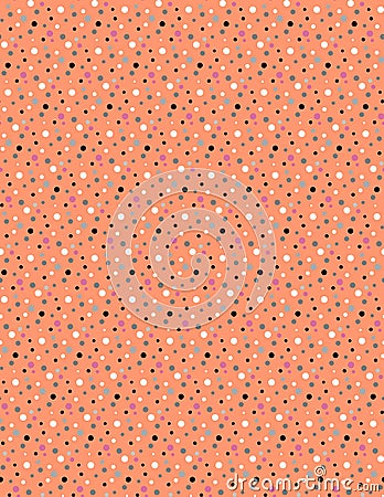 Abstract fashion romantic polka dot seamless pattern in muted orange, pink, gray and black colors Stock Photo