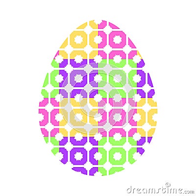 Abstract fashionable colored silhouette isolated eggs on a white background. With a geometric pattern. Simple flat vector Vector Illustration