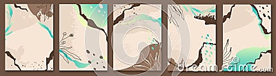 Abstract fashionable universal artistic background templates in brown with gold Vector Illustration