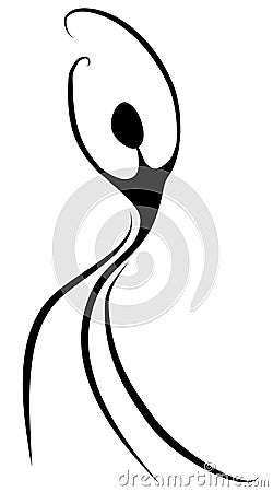 Abstract Female Figure Outline Cartoon Illustration