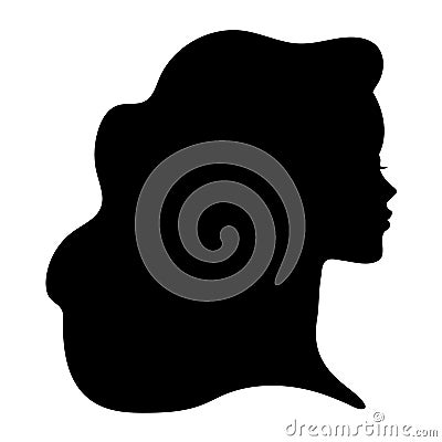 Abstract female profile silhouette. Faceless woman with long hair Vector Illustration