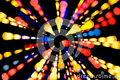 Abstract festive background with photo realistic bokeh defocused lights. Christmas atmosphere shining into the space. Stock Photo