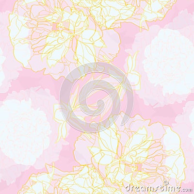 Abstract festive peony blossom floral pattern. Vector Illustration