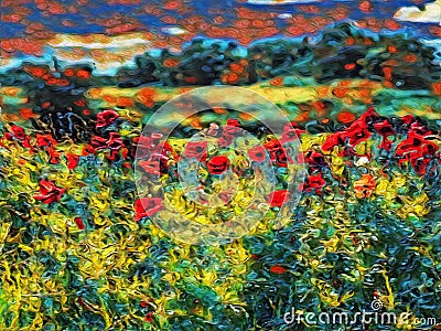 Abstract field of flowers Stock Photo