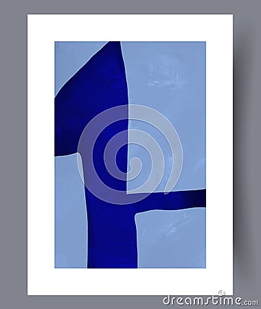 Abstract figure blue postmodernism wall art print Vector Illustration