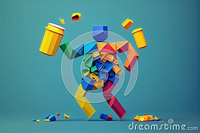 Abstract Figure Juggling Recyclables - AI Generated Stock Photo