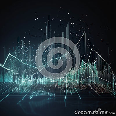 Abstract financial chart with lines and data points Stock Photo