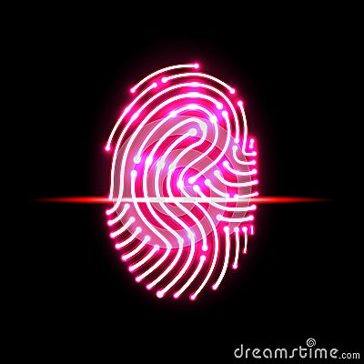 Abstract Fingerprint scan. Letter S. identification and security Vector Illustration