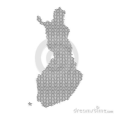 Abstract Finland country silhouette of wavy black repeating line Cartoon Illustration