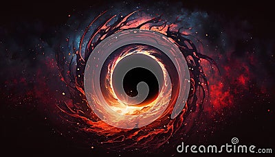 abstract fire hole in space, computer generated abstract background, 3D rendering Stock Photo