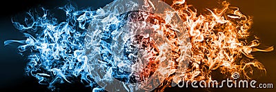 Abstract Fire and Ice element against vs each other background. Stock Photo