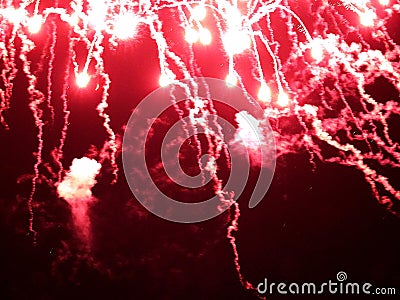 Abstract, fireworks, blurred image. Christmas background. Light with glowing sparks, merry christmas greeting card Stock Photo