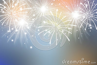 Abstract fireworks on colors background. Celebration wallpaper. Stock Photo