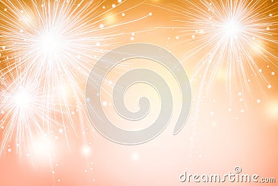 Abstract fireworks on golden background. Celebration festival wallpaper. Stock Photo