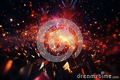 Abstract fireworks pattern with a dynamic and Stock Photo