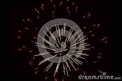 Abstract Fireworks: Red Lights Surrounding Glitter Stock Photo