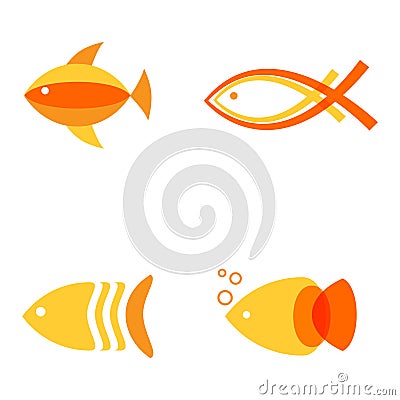 Abstract fish logos set for seafood restaurant or fish shop Cartoon Illustration