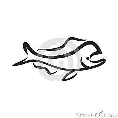 Abstract Fish Shape Line Art Vector Illustration