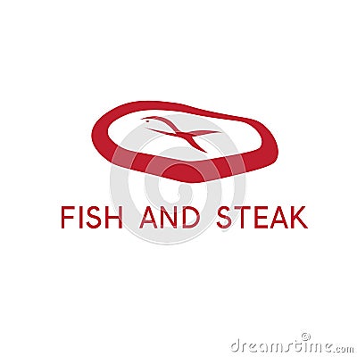 Abstract fish and steak restaurant vector design Vector Illustration