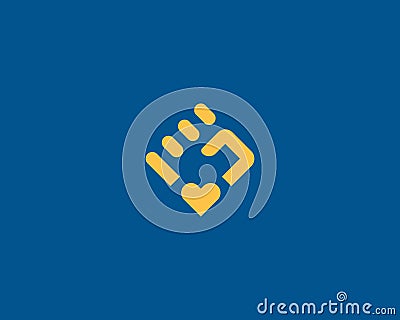 Abstract fist heart logo. Creative love freedom sign. Universal power protest rebel revolution symbol. Vector Vector Illustration