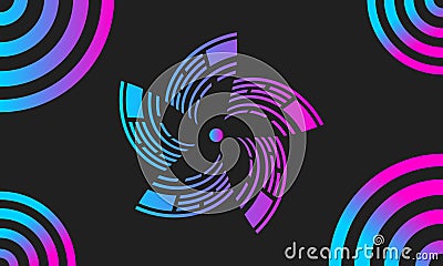 Abstract Five Star Flower with modern blue pink gradient on black background Stock Photo