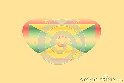 Abstract flag of Grenada in grunge heart shaped. Pastel background. Grain Stock Photo