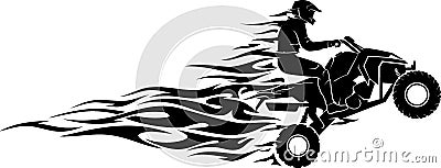 All Terrain Vehicle Speed Flame Vector Illustration